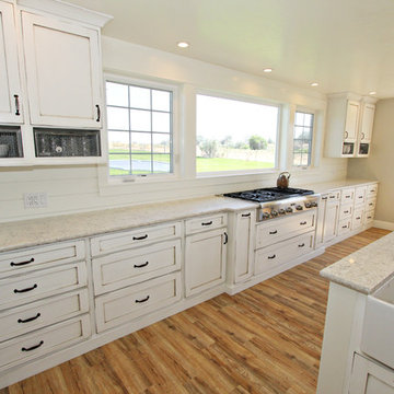 White Painted Poplar Farm House Kitchen