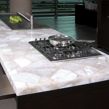 White Quartz Kitchen Island
