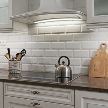 White rustic kitchen in new house