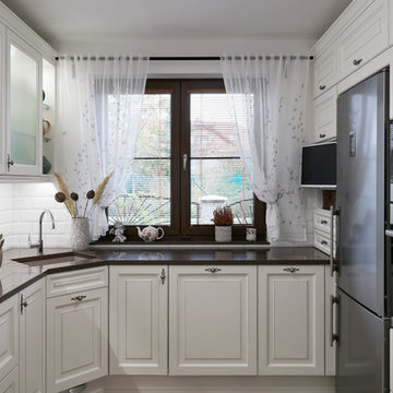 White rustic kitchen in new house