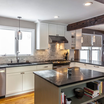 White Shaker Kitchen with soapstone countertops