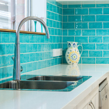 White Shaker Style Kitchen with a splash of colour