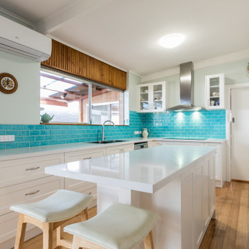 White Shaker Style Kitchen with a splash of colour