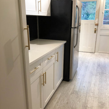 White shaker with gold bars - kitchen cabinet refacing in Toronto
