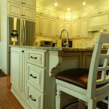White, Traditional Kitchen