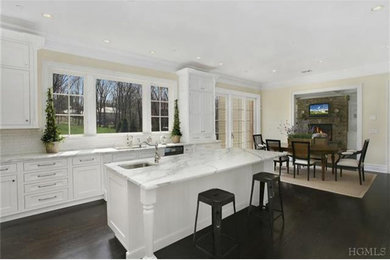 White traditional kitchen and dining room in Wellesley