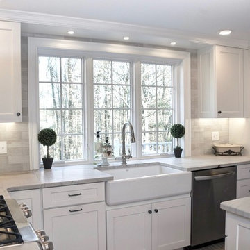 White Transitional Kitchen Sink View