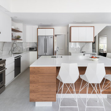 White + Walnut Modern Kitchen