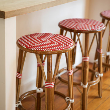 Wicker Bar Stools With Red Pattern