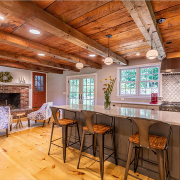 Wide Eastern White Pine Plank Floor - Kitchen & Sitting Area