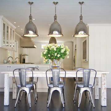 Wide-Plank Whitewashed Picnic Table & Upholstered French Metal Chair
