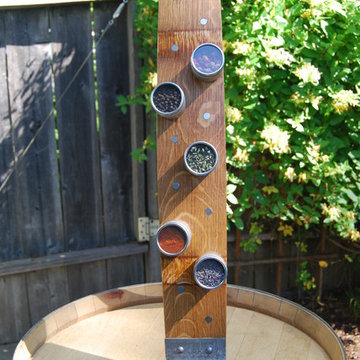 Wine Stave Magnetic Spice Rack with 14 tins