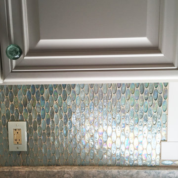 Wisconsin Residence - Oval Aqua Blue Iridescent Glass Tile Backsplash