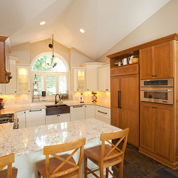 Wood and white kitchen