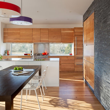 Wood Cabinet Kitchen with Black Stone