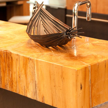 Wooden Bar on Kitchen Peninsula