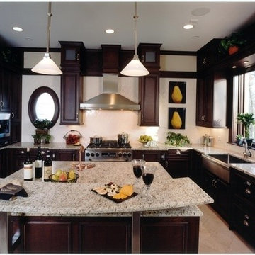 Woodmode Cherry Cabinet Kitchen with Honed Granite Island