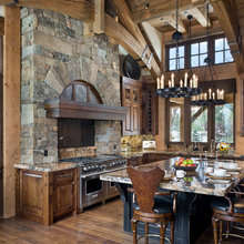Cabin Family Room/Dining Room Chandelier and Decor