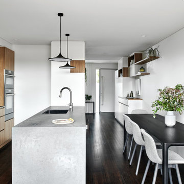 Two toned Kitchen with Concrete Benchtops