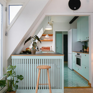 75 Beautiful Small Kitchen With Turquoise Cabinets Pictures Ideas November 2020 Houzz