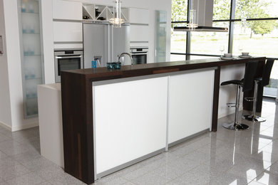 Wenge countertop solution with rounded finger-joined assembly