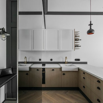 Moderne Küche in weiß-grau skandinavisch
