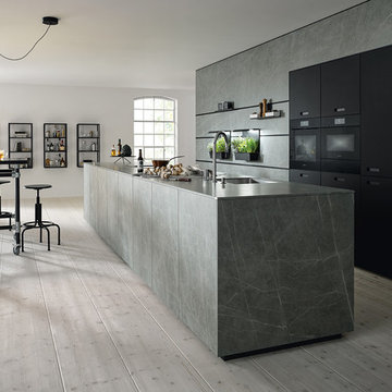 NX 950 Ceramic Marmor Grigio Nachbildung / Glas matt onyxschwarz