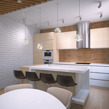 Дизайн гостиной-кухни в современном стиле