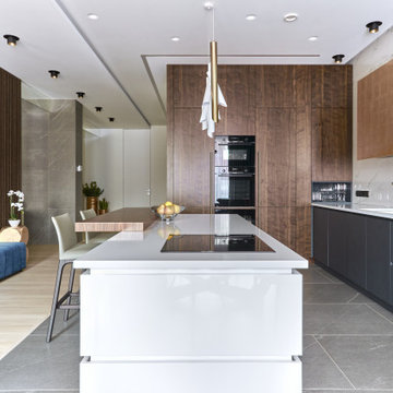 Дизайн проект дома 360 м2 Кухня-гостиная