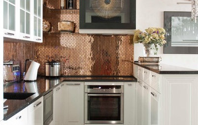 Bring Sophisticated Drama to Your Room With Warm Metallic Tiles