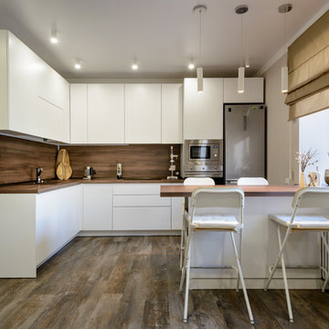 75 Vinyl Floor Kitchen With Wood, Vinyl Floor Counter Top