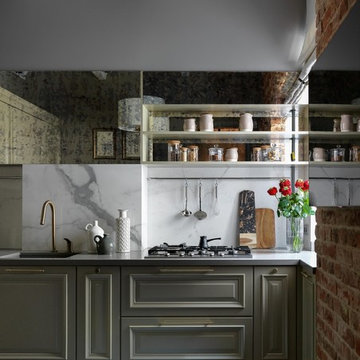 Старый кирпич BrickTiles.Ru в кухне по дизайну Aiya Design.