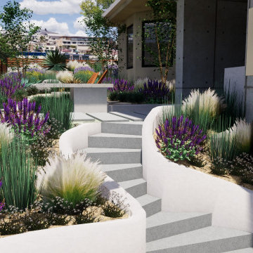3D rendering for a landscape project - Colorful water wise plant scheme, using t