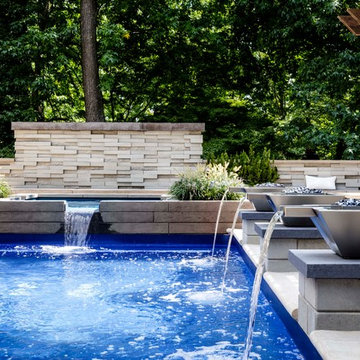 A Contemporary Rustic Backyard with Water Features