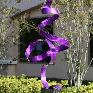 Abstract Metal Garden Sculpture - Purple Perfect Moment by Jon Allen