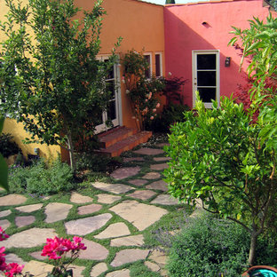 This is an example of a mediterranean courtyard landscaping in Santa Barbara.