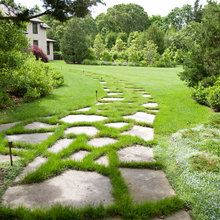 Flagstone pathway in front lawn