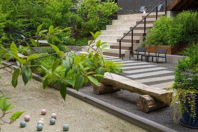 Modern back garden in Portland.