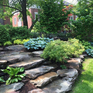 After: rock garden outcropping steps