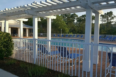 Inspiration for a large coastal full sun backyard landscaping in Atlanta with decking for summer.