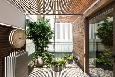Idée de décoration pour un petit jardin sur toit design.