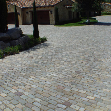 Antique Sandstone Cobblestone Driveway, Rancho Santa Fe CA
