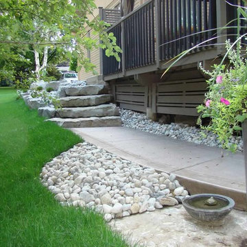 Armour Stone Retaining Wall and Steps