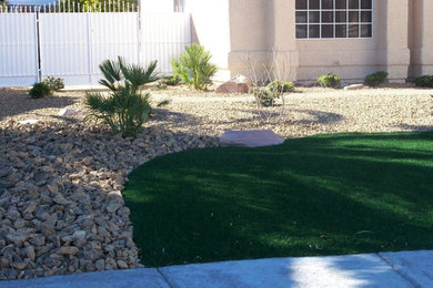 Photo of a medium sized back formal partial sun garden in Orange County with natural stone paving.