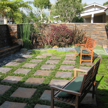 Asian Garden - Courtyard with Wall of Water Fountain