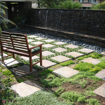 Asian Garden - Courtyard with Wall of Water Fountain