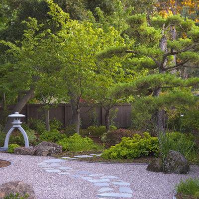 This is an example of an asian backyard gravel landscaping in San Francisco.
