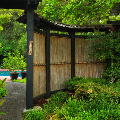Inspiration for an asian backyard gravel landscaping in San Francisco.