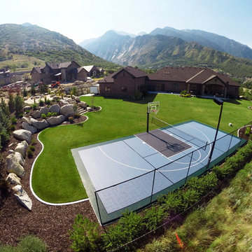 Awesome Mountain Home Backyard Basketball Court