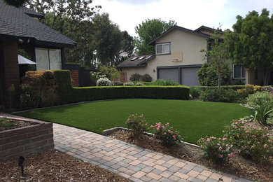 This is an example of a mid-sized drought-tolerant and full sun front yard landscaping in Los Angeles.